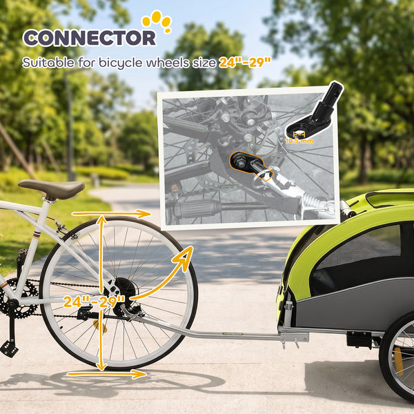 2-in-1 Dog Bike Trailer, Foldable Stroller and Trailer with Suspension, Universal Bike Hitch, Green