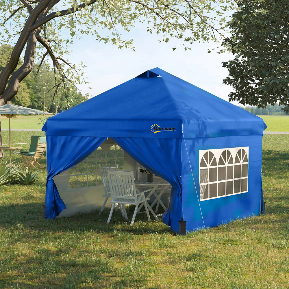 10 x 10 folding tent with wheeled carry bag, blue