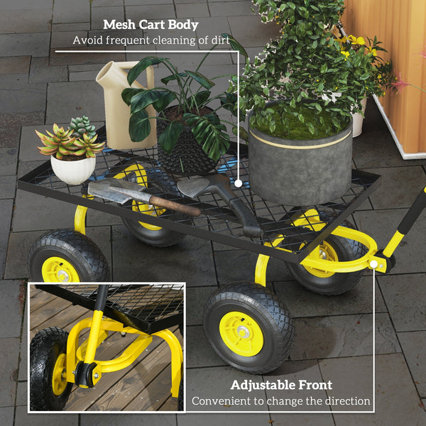 Sturdy garden cart with 10-inch wheels