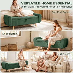 59" corduroy storage bench, dark green
