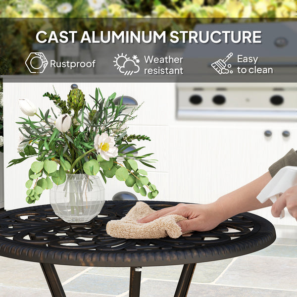 3-Piece Cast Aluminum Bistro Set with Umbrella Hole, Bronze