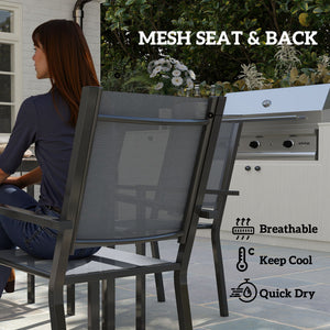 7-Piece Outdoor Dining Set with Stackable Chairs, Rustproof Steel