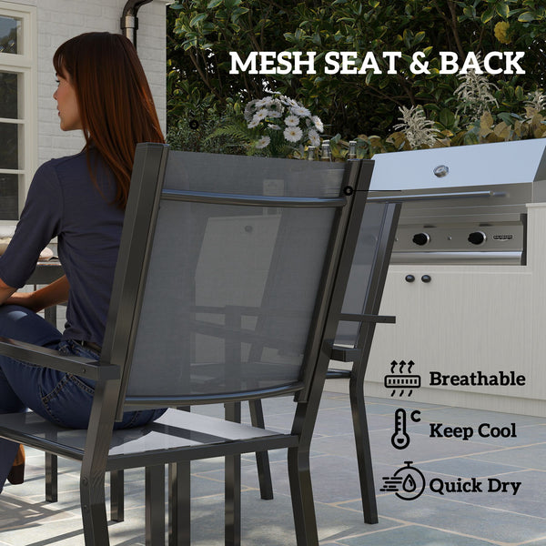 7-Piece Outdoor Dining Set with Stackable Chairs, Rustproof Steel
