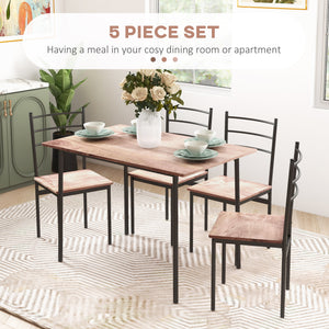 5 Piece Dining Set for 4 People, Steel Frame Dining Room Set
