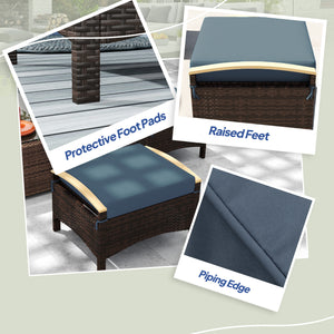 2-piece wicker garden set with removable cushion, blue