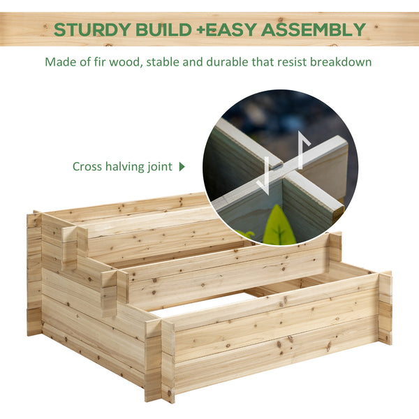 3-tier raised wooden planter