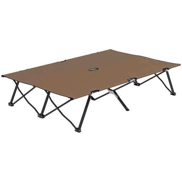 76 Inch Portable Double Person Folding Camp Bed with Carry Bag, Khaki