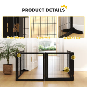 Freestanding Wooden Pet Gate, Black