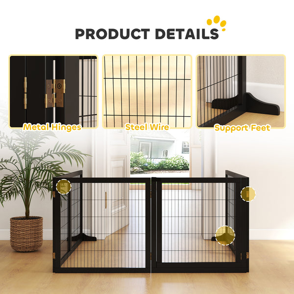 Freestanding Wooden Pet Gate, Black