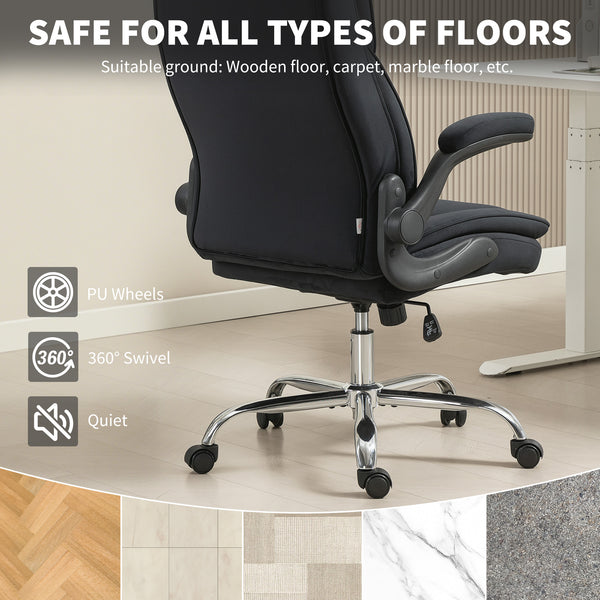 Black diamond pattern fabric office chair.