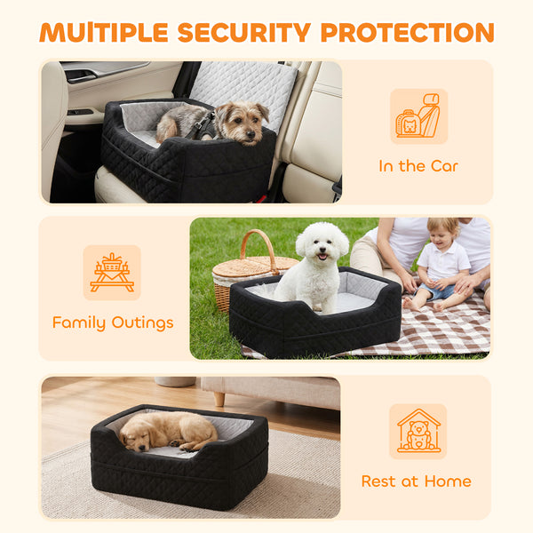 Padded car seat for dogs and cats up to 22 lbs