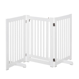 Freestanding wooden pet gate with 3 foldable panels