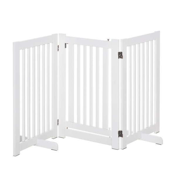 Freestanding wooden pet gate with 3 foldable panels