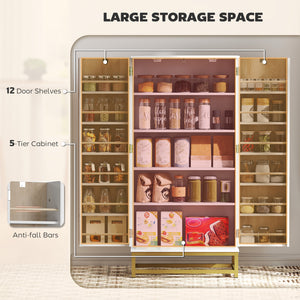 Kitchen storage unit with 12 door shelves and adjustable shelves, white