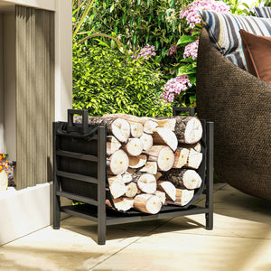 Heavy Duty Black Steel Log Rack with Carry Bag