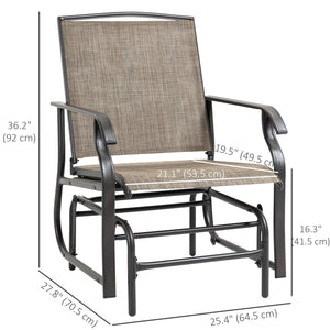 Set of 2 Outdoor Rocking Chairs, Breathable Mesh Fabric, Steel Frame, Dark Brown