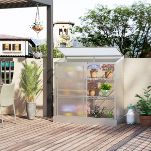 Aluminium cold frame greenhouse, raised protection for planters with a retractable roof