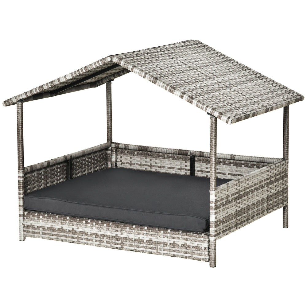 Wicker dog bed with cushion