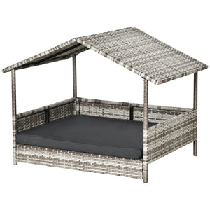 Wicker dog bed with cushion