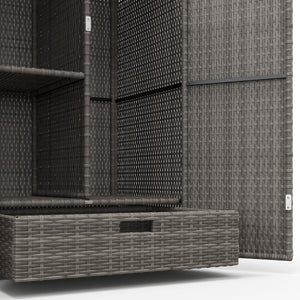2-door outdoor wicker storage cabinet, dark grey