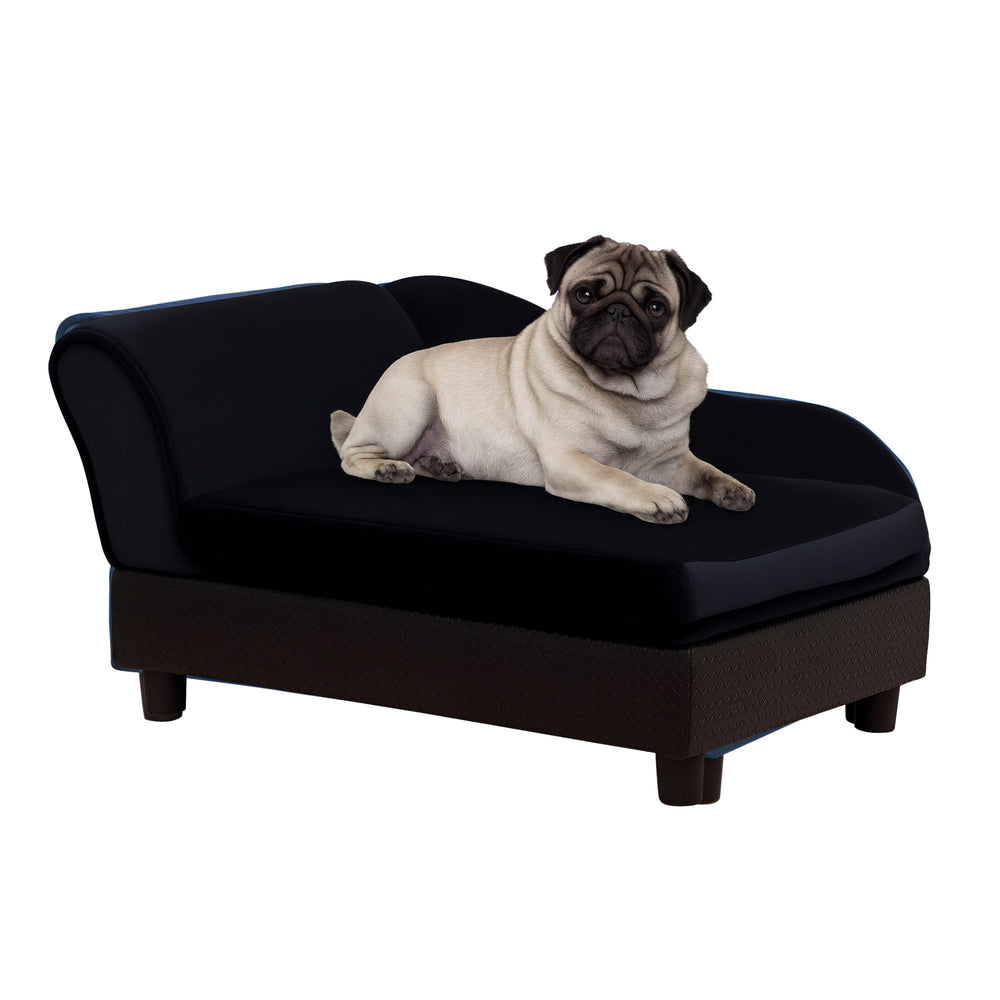 Sofa bed with integrated storage, black