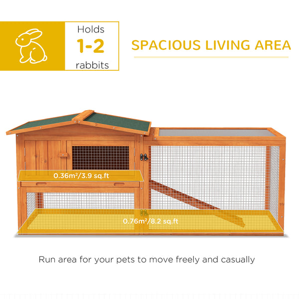 Wooden hutch with removable tray, opening roof, waterer, and run