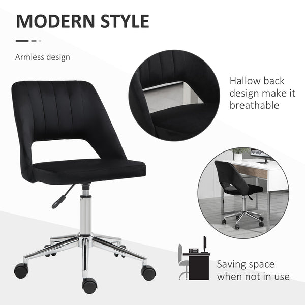 Black velvet mid-back office chair