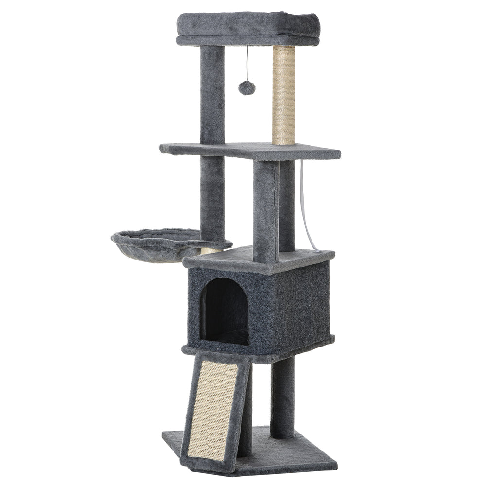 50" Multi-Level Cat Tree with Scratching Posts and Ramp, Grey