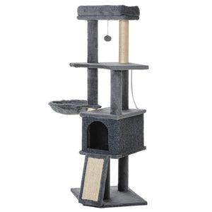 50" Multi-Level Cat Tree with Scratching Posts and Ramp, Grey