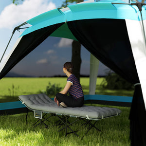 Adult Camp Bed with Mattress, Carry Bag, Storage Pocket, Light Grey