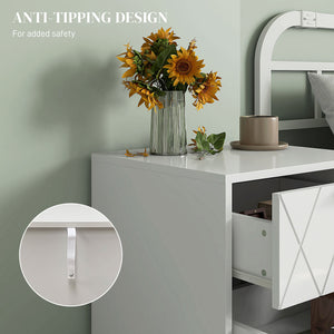 Modern bedside table with 2 drawers, white