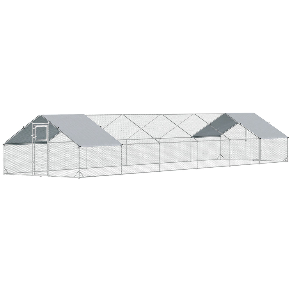 Metal chicken coop with waterproof and UV-resistant cover