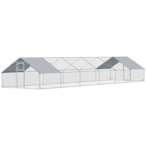 Metal chicken coop with waterproof and UV-resistant cover