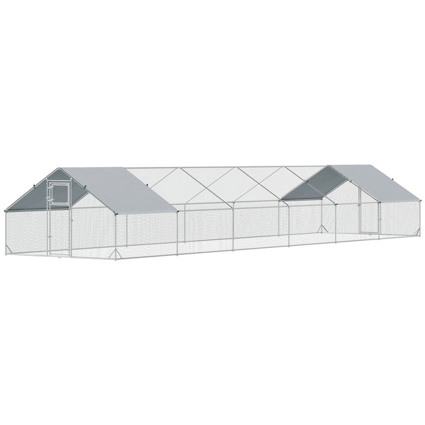 Metal chicken coop with waterproof and UV-resistant cover