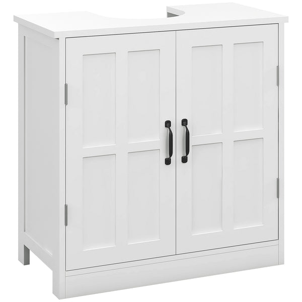 Vanity unit with double doors and adjustable shelf, white