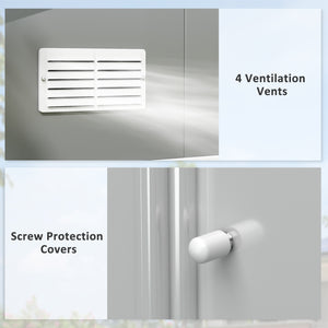 9' x 10.6' Garden Shed with Foundation Kit for Storage with Double Doors, Light Gray