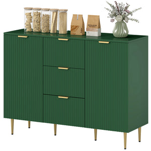 Modern kitchen storage cabinet with 3 drawers and adjustable shelves, green