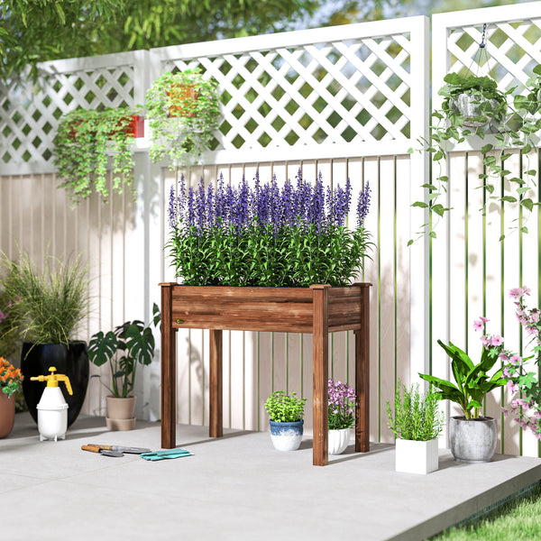 Raised wooden planter with legs