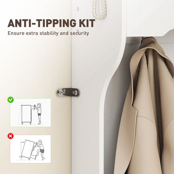 4-in-1 Hallway Unit with Bench and Shoe Rack, White