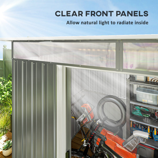 6' x 8.5' Metal Garden Shed, Utility Tool Storage, Steel Garden House, Dark Gray