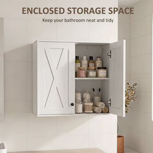 Bathroom wall cabinet with 2 doors and adjustable shelves, white