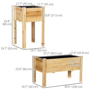 Set of 3 Freestanding Wooden Raised Planters