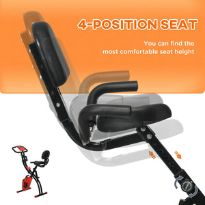 3-in-1 Folding Exercise Bike with 8-Level Magnetic Resistance, Red