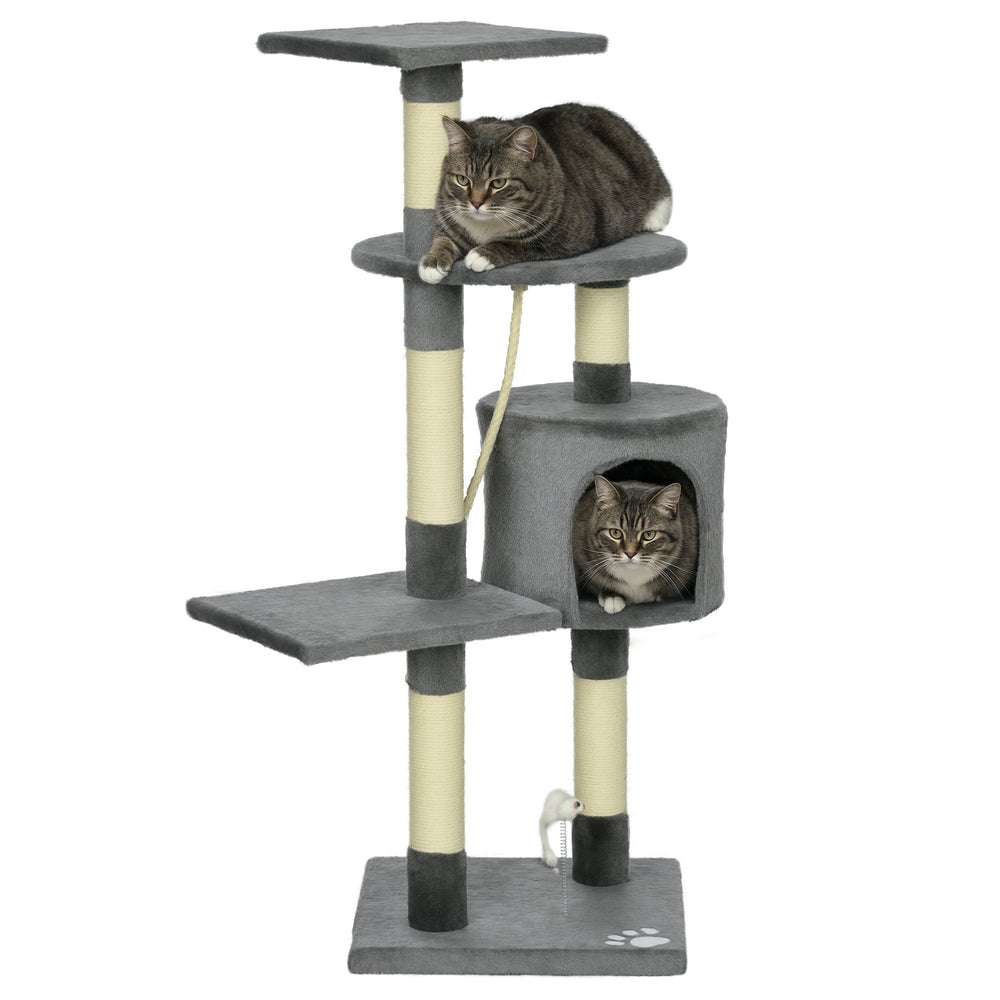 46-inch Multi-Level Cat Tree for Large Adult Cats with Toys and Condo, Gray