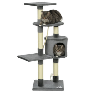 46-inch Multi-Level Cat Tree for Large Adult Cats with Toys and Condo, Gray