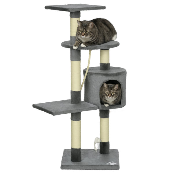 46-inch Multi-Level Cat Tree for Large Adult Cats with Toys and Condo, Gray