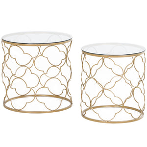 Set of 2 nesting coffee tables in gold tempered glass