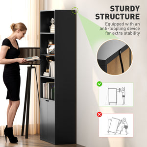 4-Tier Open Bookcase with Doors, Black