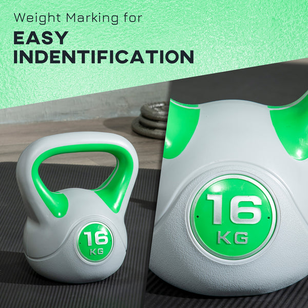 35 lb kettlebell with wide handle and stable base – Green and gray