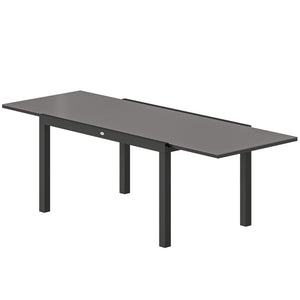 Expandable Outdoor Dining Table, 55"-95" Patio Table with Tempered Glass Top and Aluminum Frame, Black
